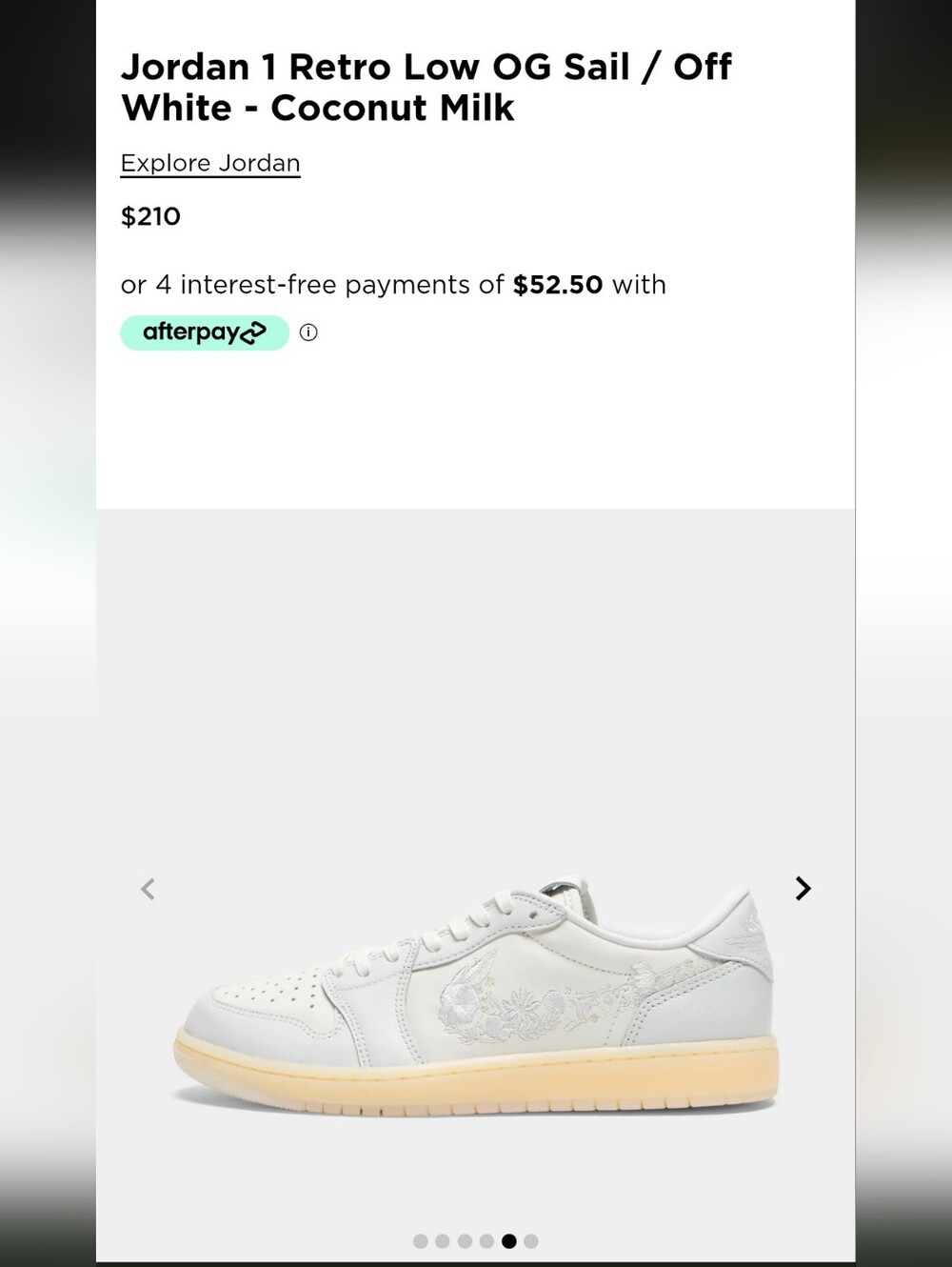 Air Jordan 1 Retro Low OG in Sail / Coconut Milk